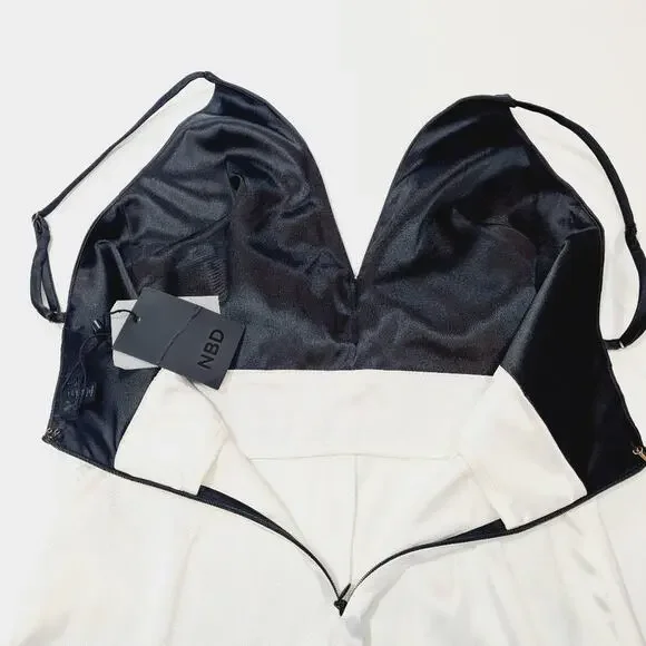 NBD Quenby Jumpsuit in Black & Ivory XS